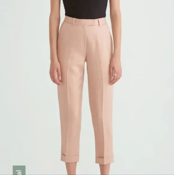 FRANK & OAK Big Cuff Linen Light Peach Trouser Pants Size 6 - Picture 1 of 13